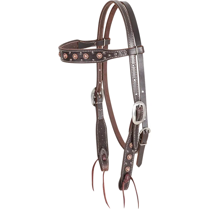 Martin Chocolate Rope Edged Dots Browband Headstall 1