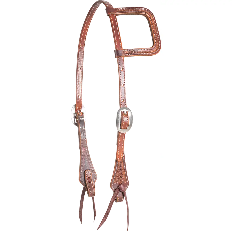 Martin Weathered Antique Slip Ear Headstall With Mini Basket Tooling 1