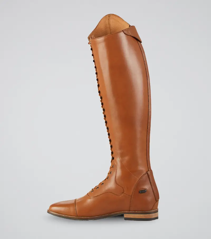 Maurizia Ladies Lace Front Tall Leather Riding Boots Cognac 4