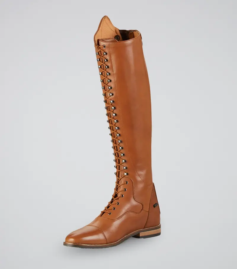 Maurizia Ladies Lace Front Tall Leather Riding Boots Cognac 5