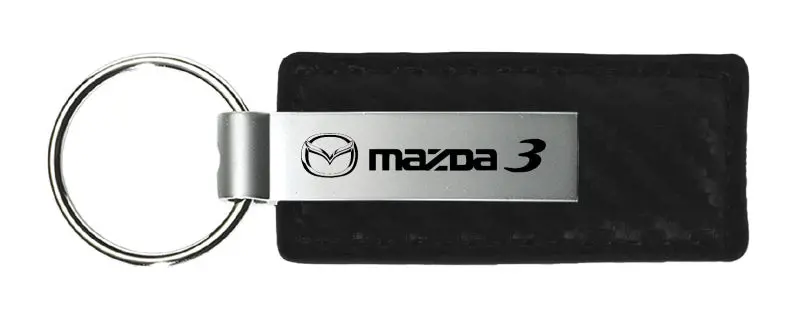 Mazda 3 Carbon Fiber Leather Keychain (Black) 1