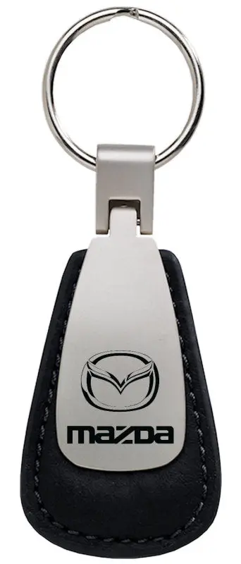Mazda Leather Tear Drop Key Ring (Black) 1