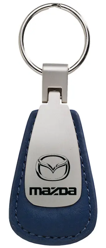 Mazda Leather Tear Drop Key Ring (Blue) 1