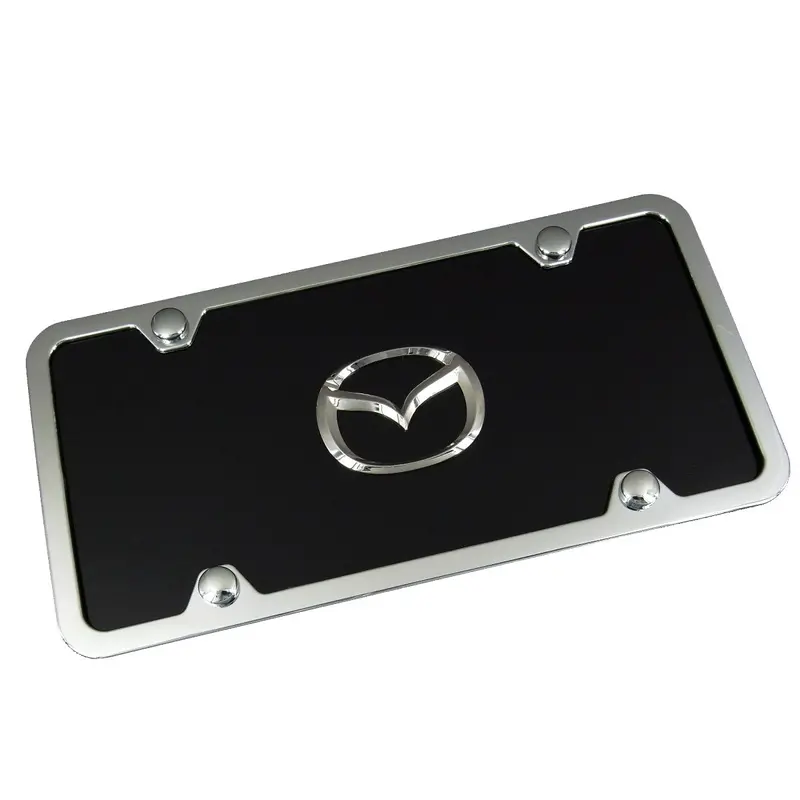 Mazda Logo License Plate Kit (Chrome On Black) 1