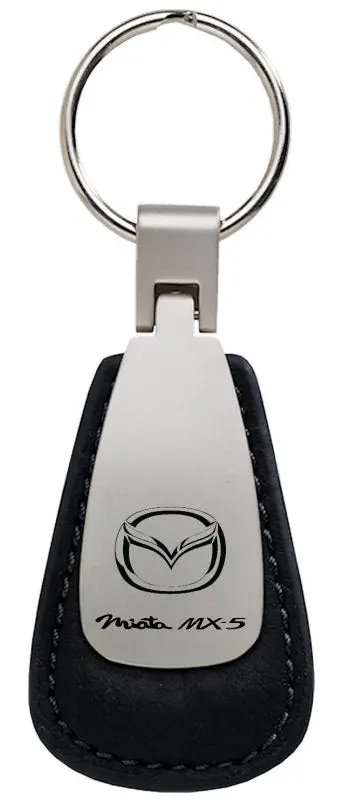 Mazda Miata Mx5 Leather Tear Drop Key Ring (Black) 1