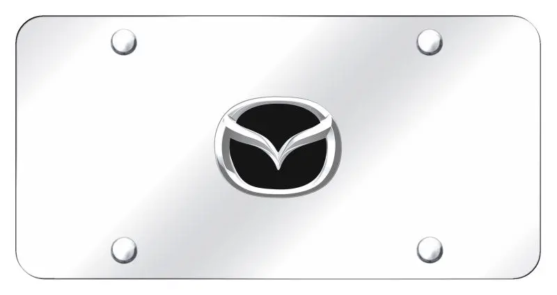 Mazda New Logo License Plate (Black On Chrome) 1