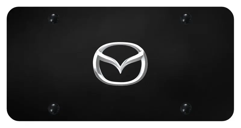 Mazda New Logo License Plate (Chrome On Black) 1