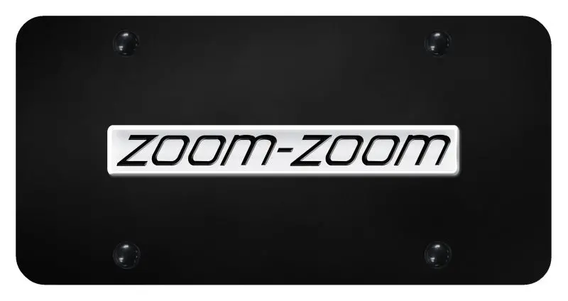 Mazda Zoom Zoom Badge License Plate (Chrome On Black) 1