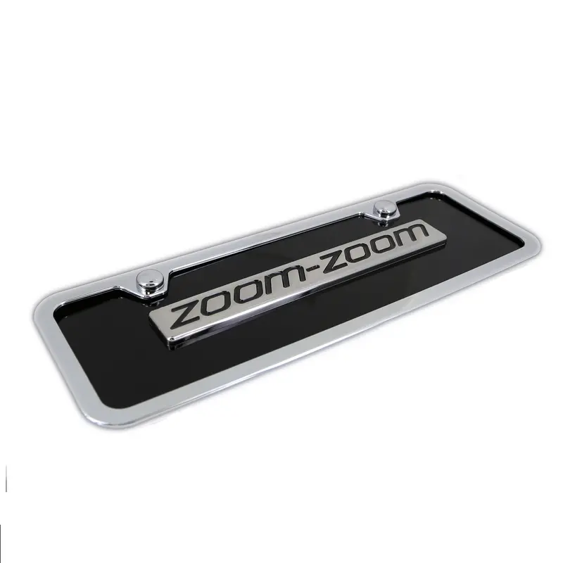 Mazda Zoom Zoom Mini License Plate Kit (Chorme On Black) 2