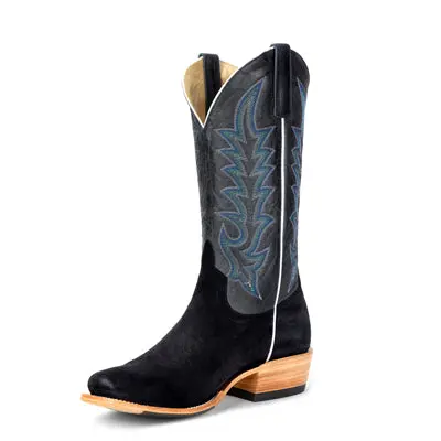 Mens Black Suede/Blue Goat Cowboy Heel 1