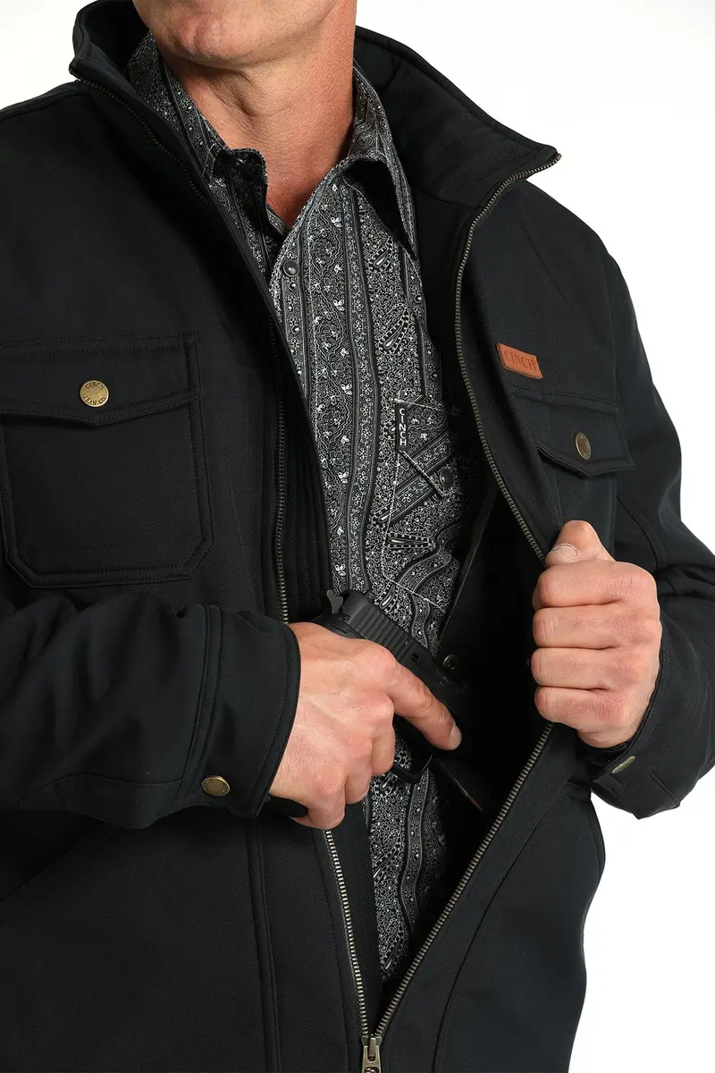 Mens Black Textured Concealed Carry Jacket 1