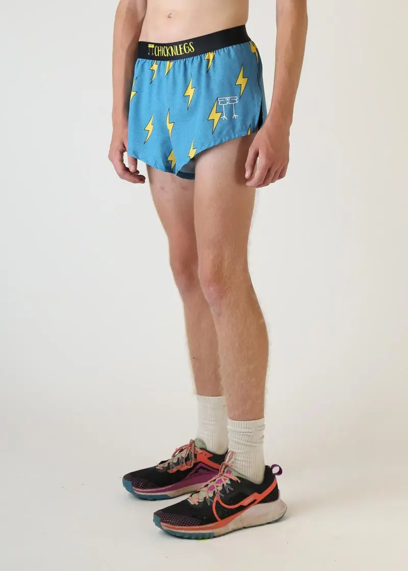 Men's Blue Bolts 2" Split Shorts 4