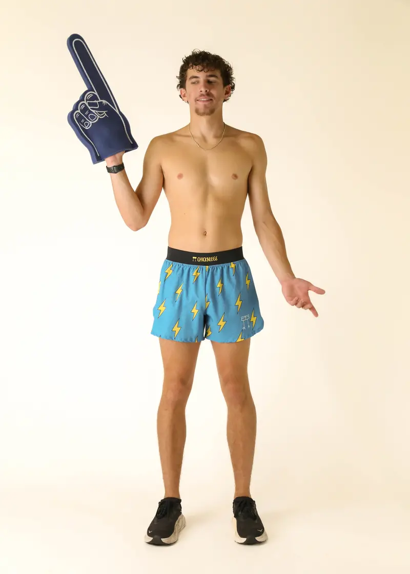 Men's Blue Bolts 4" Half Split Shorts 5
