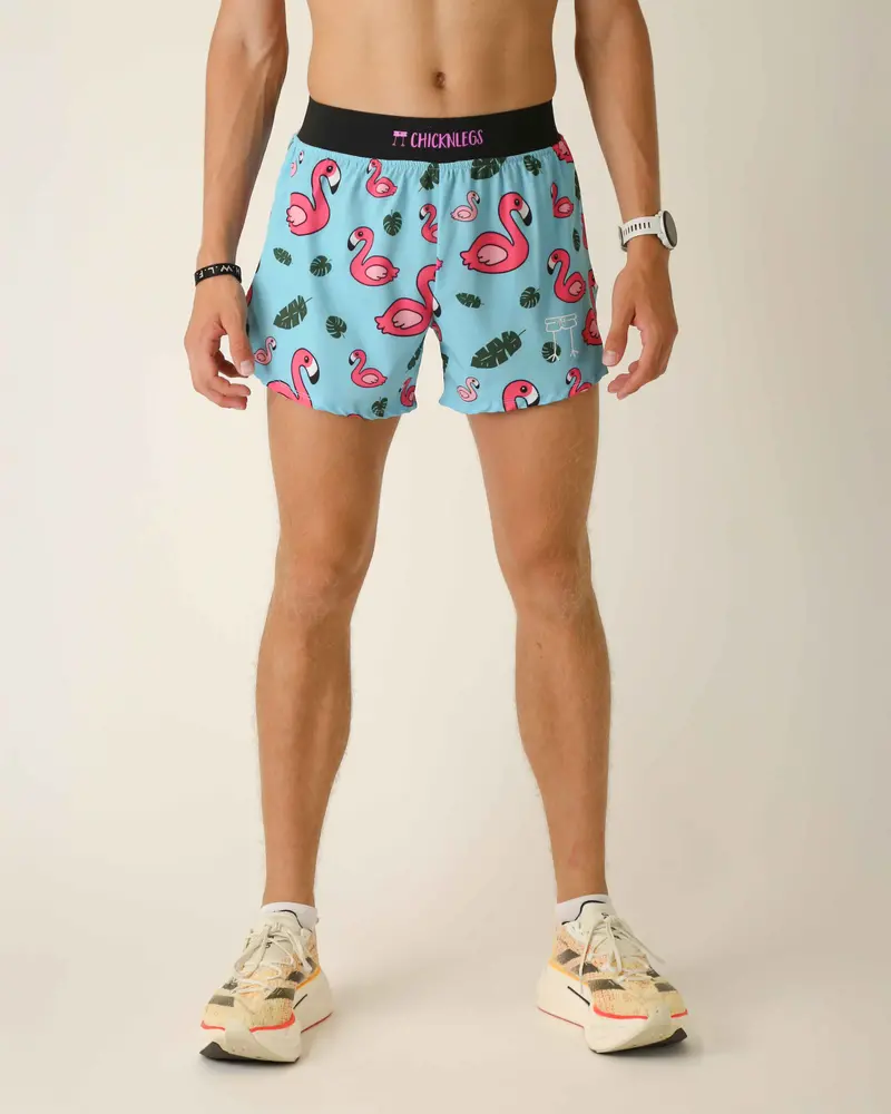 Men's Blue Flamingo 4" Half Split Shorts 1