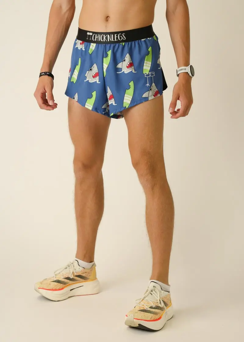 Men's Blue Sharks 2" Split Shorts 4