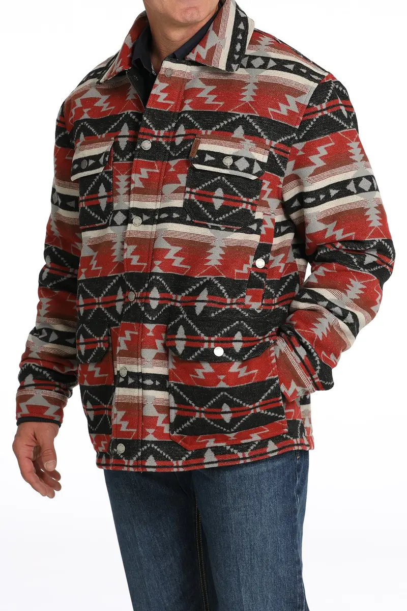 Mens Burgandy Southwest Poly-Wool Frontier Coat 1