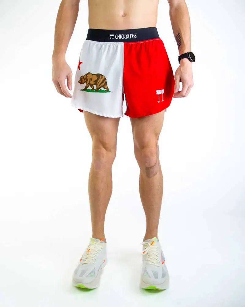 Men's California Flag 4" Half Split Shorts 1