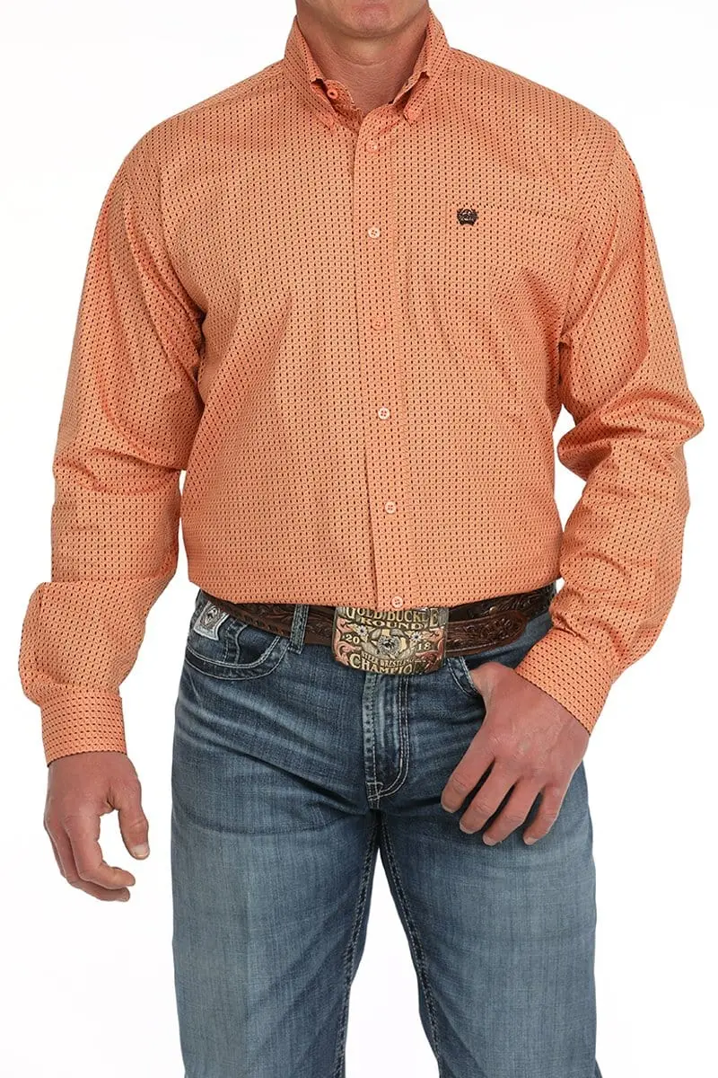 Mens Coral Print Cinch Long Sleeve Shirt 1