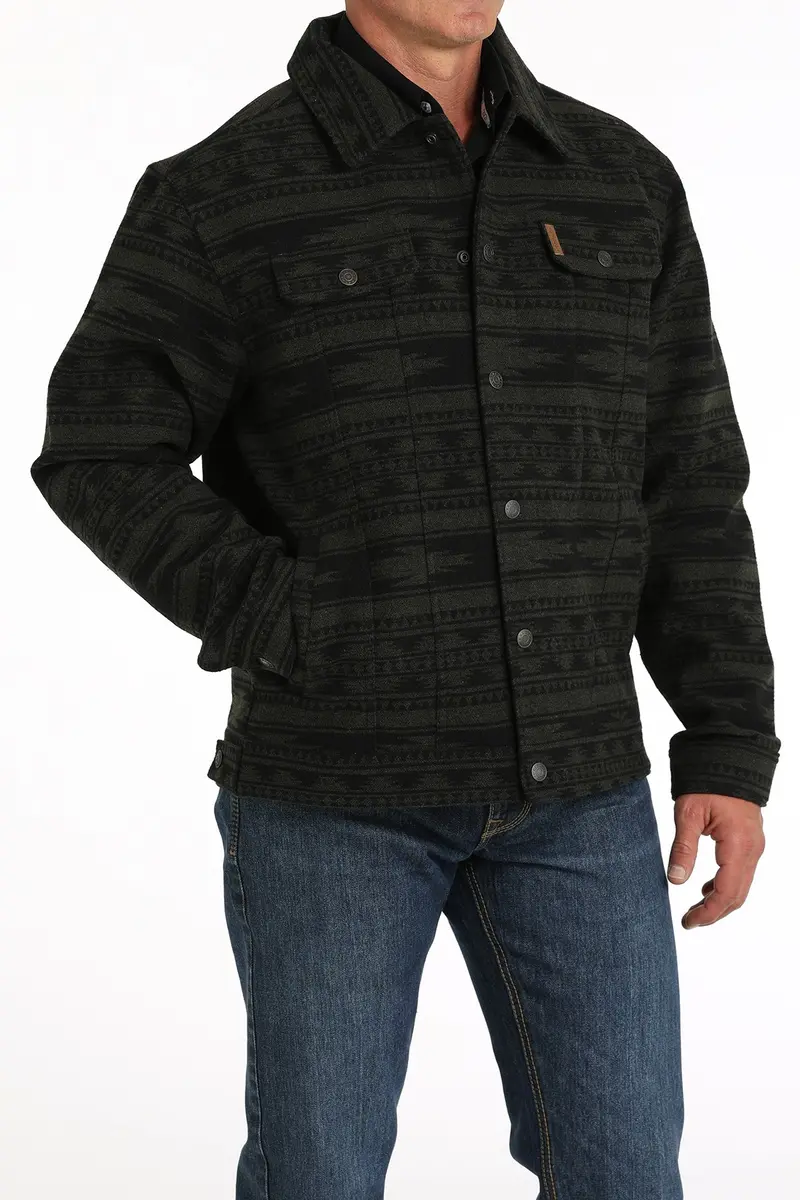 Mens Forest Aztec Twill Trucker Jacket 1