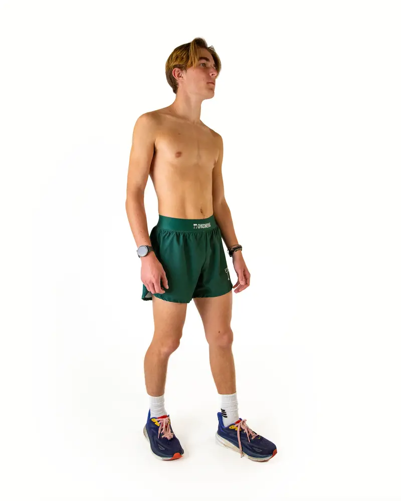 Men's Forest Green 4" Half Split Shorts 5