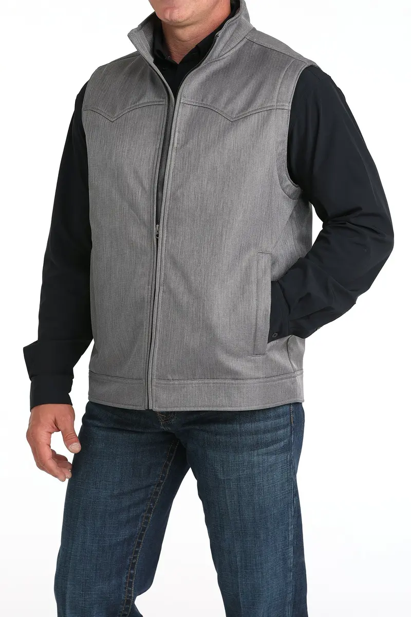 Mens Gray Herringbone Cc Bonded Vest 1