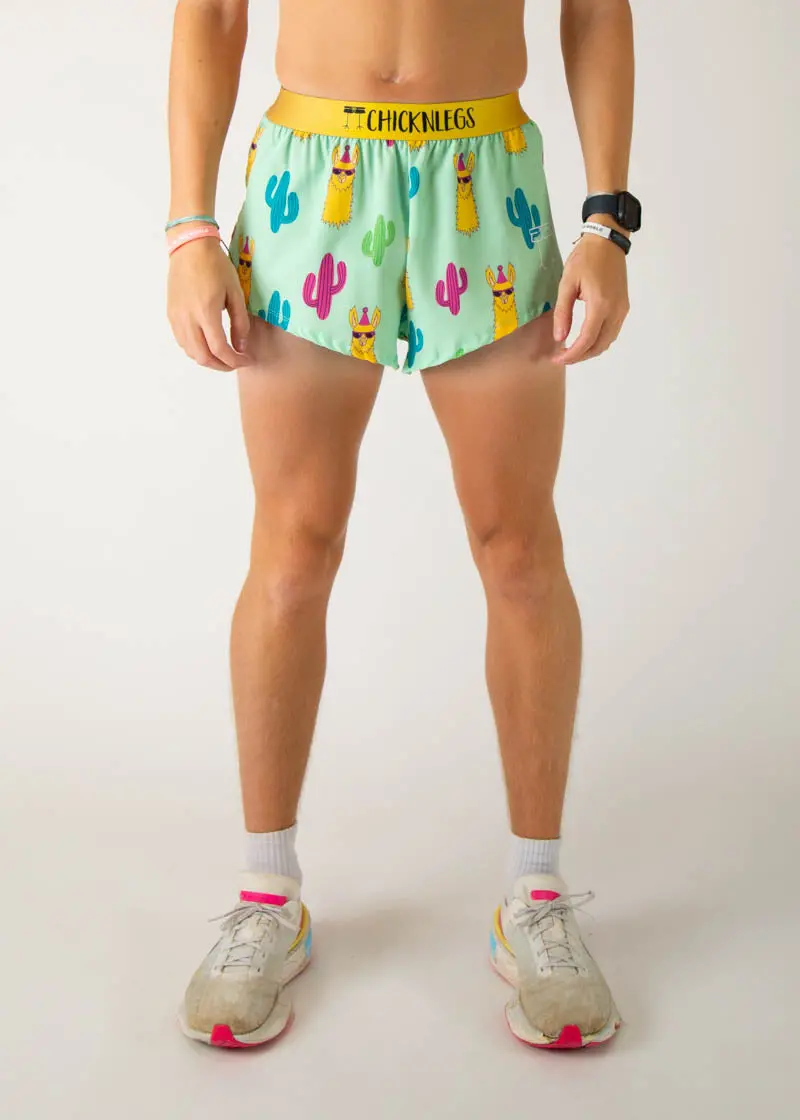 Men's Green Llamas 2" Split Shorts 2
