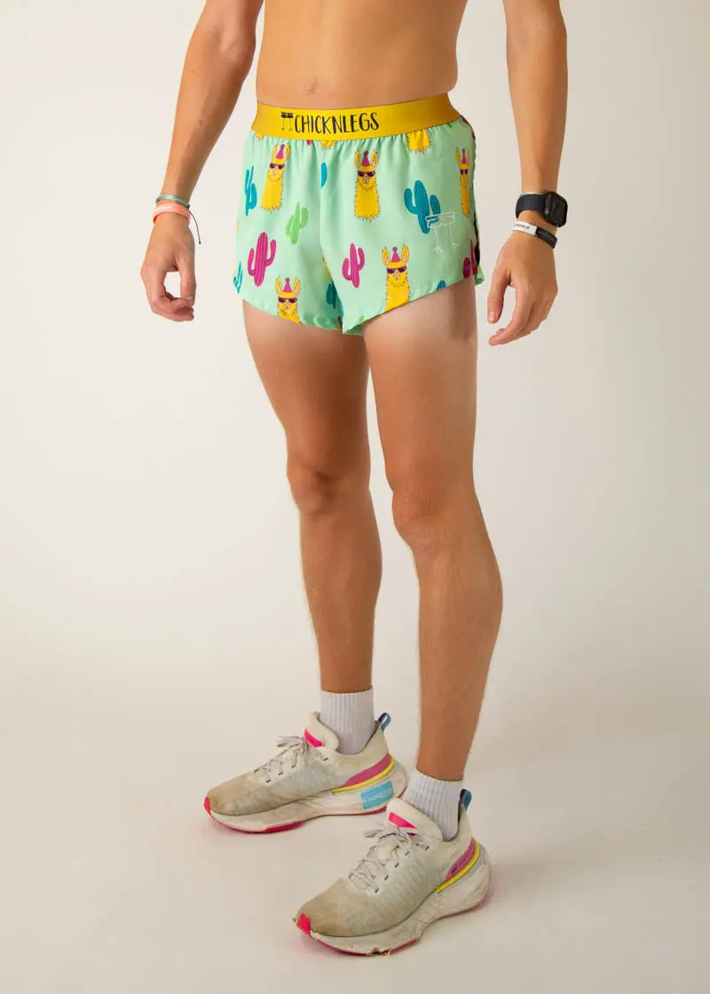 Men's Green Llamas 2" Split Shorts 3