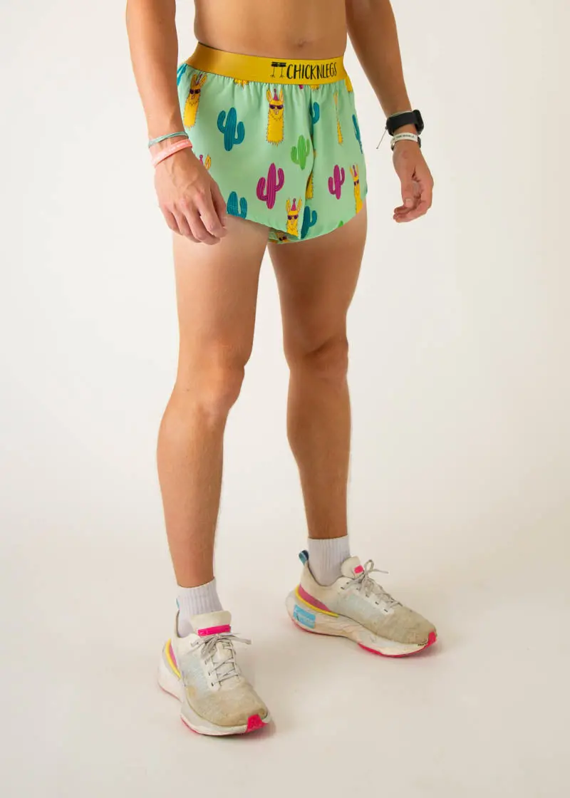 Men's Green Llamas 2" Split Shorts 4