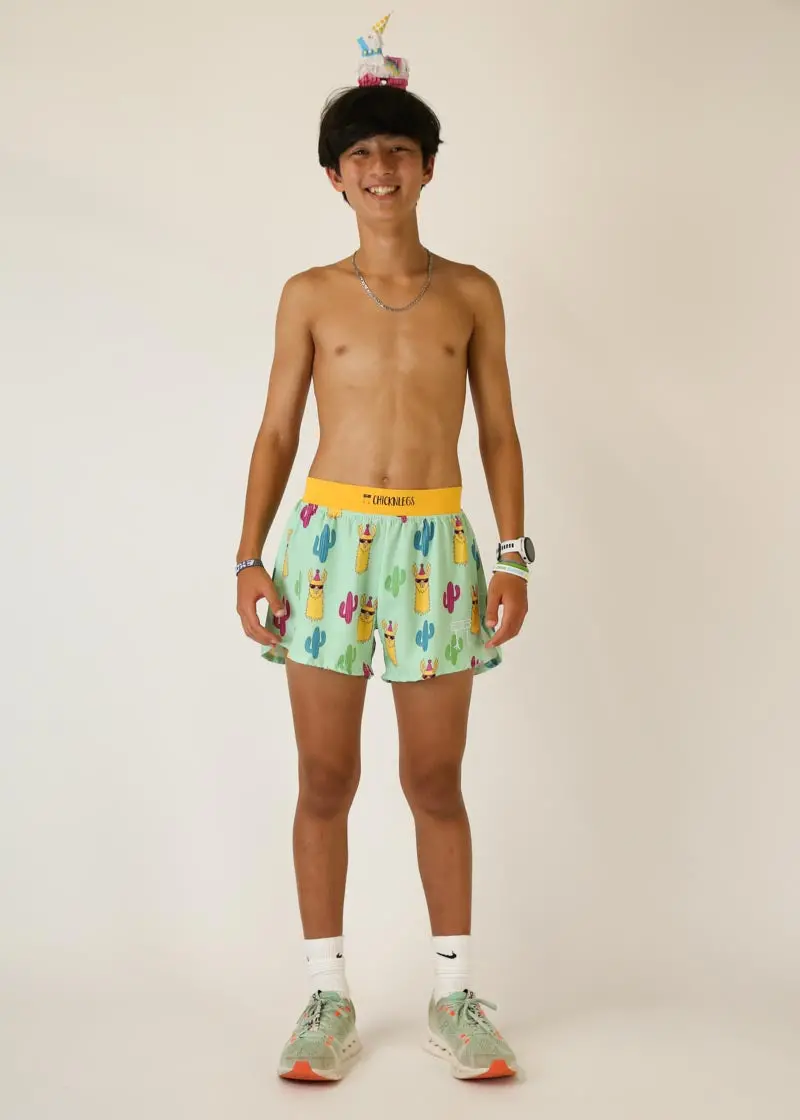 Men's Green Llamas 4" Half Split Shorts 5