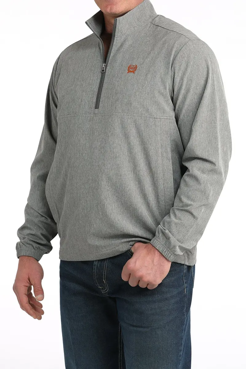Mens Grey Cinch 1/2 Zip Windbreaker 1