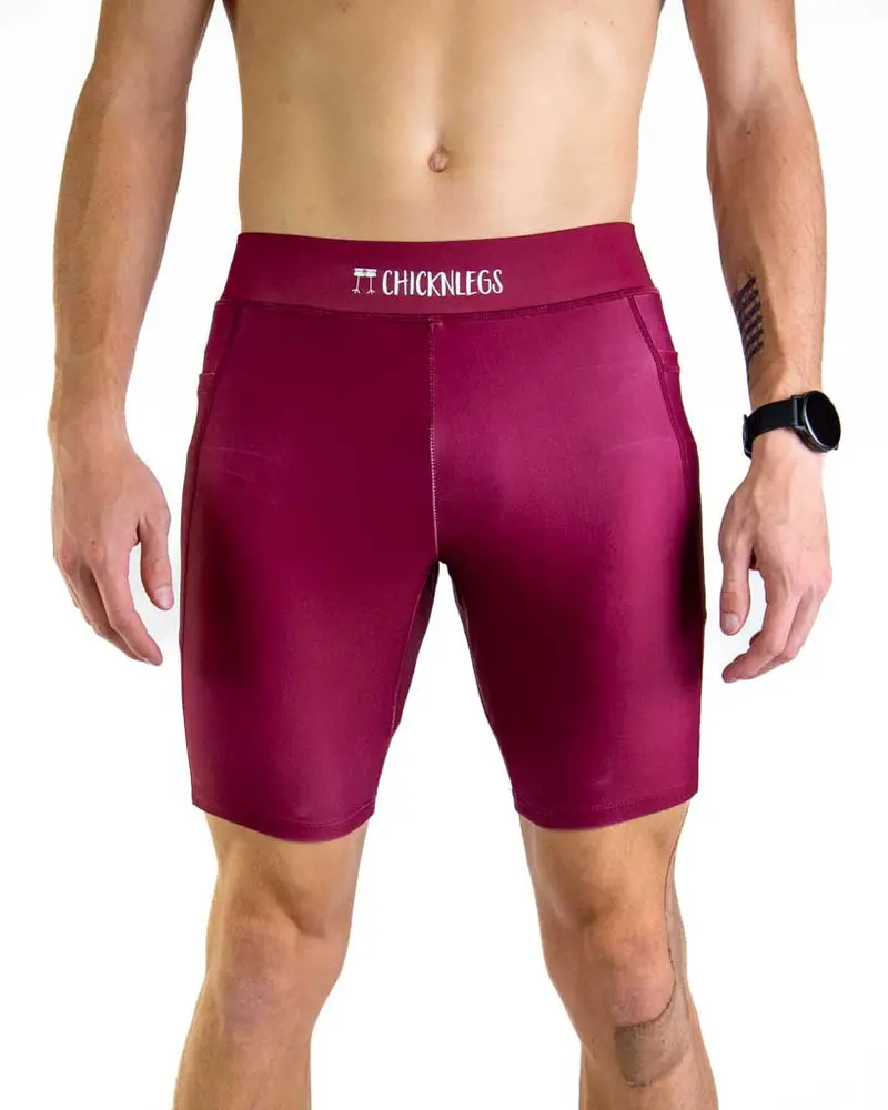 Men's Maroon 8" Half Tights 1