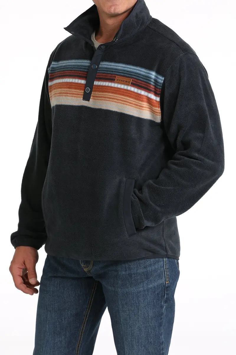Mens Navy Stripe 1/4 Snap Fleece Pullover 2