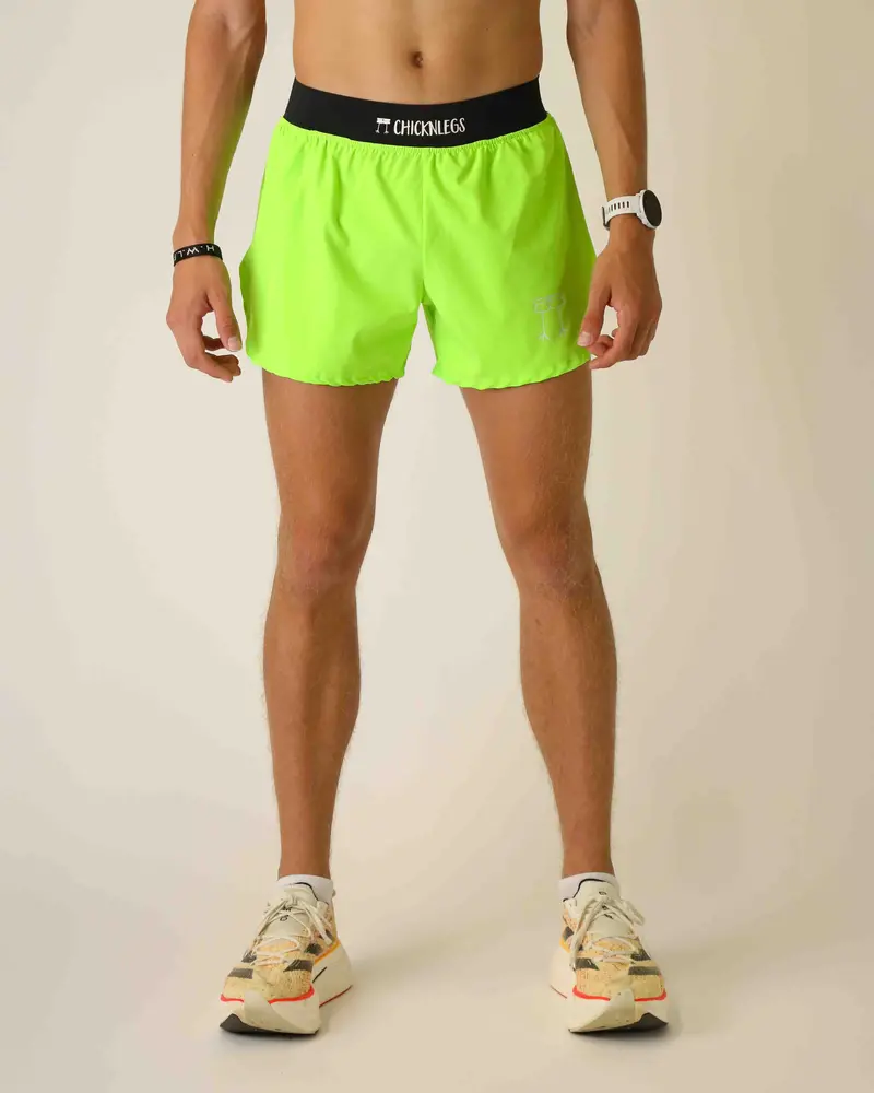 Men's Neon Green 4" Half Split Shorts 1