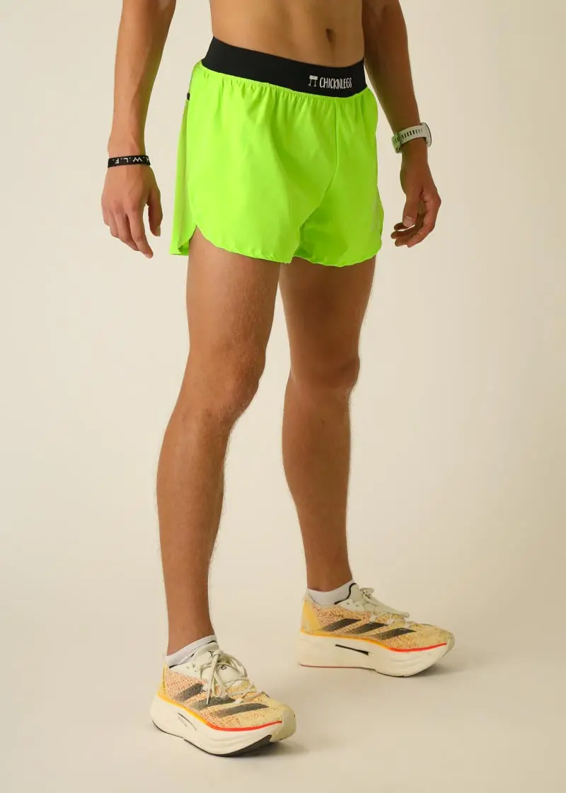 Men's Neon Green 4" Half Split Shorts 2
