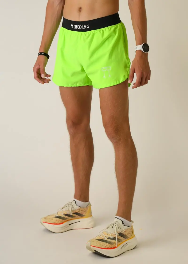 Men's Neon Green 4" Half Split Shorts 3