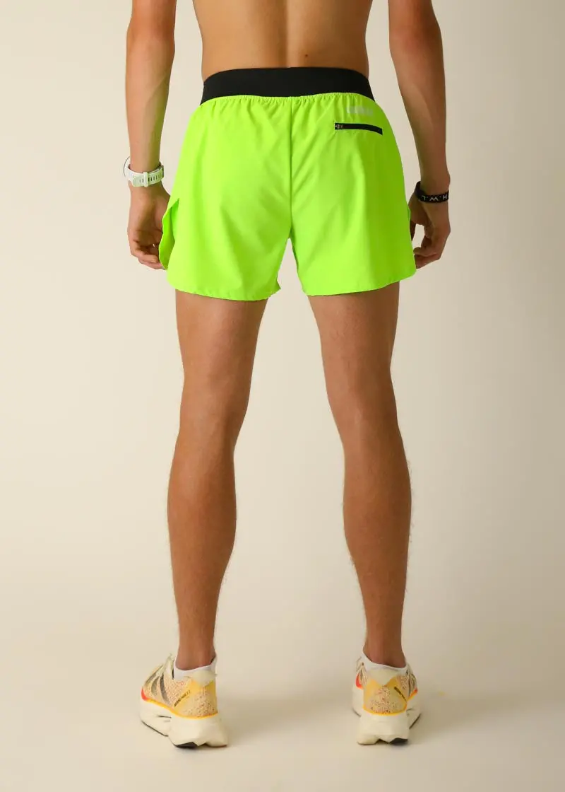 Men's Neon Green 4" Half Split Shorts 4