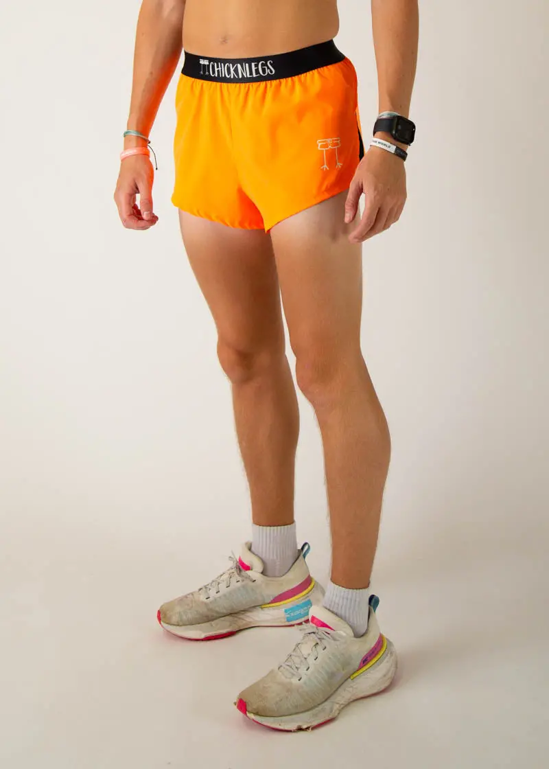 Men's Neon Orange 2" Split Shorts 3