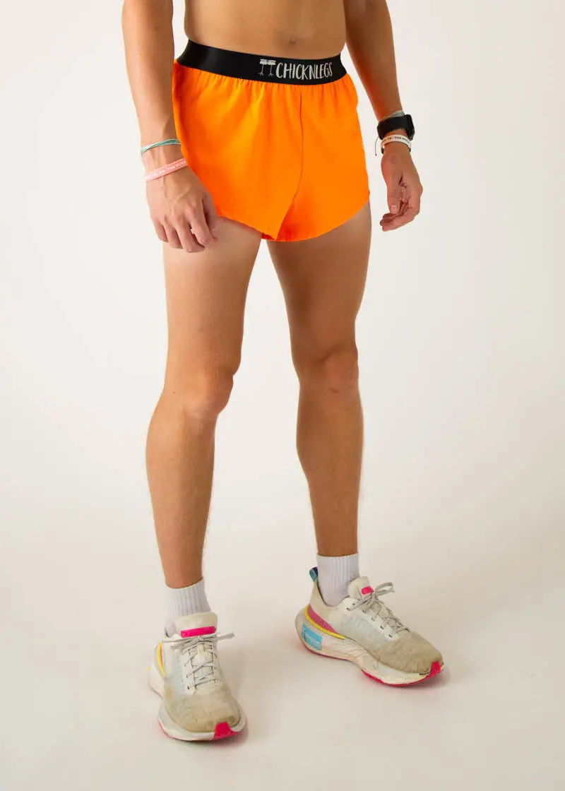 Men's Neon Orange 2" Split Shorts 4