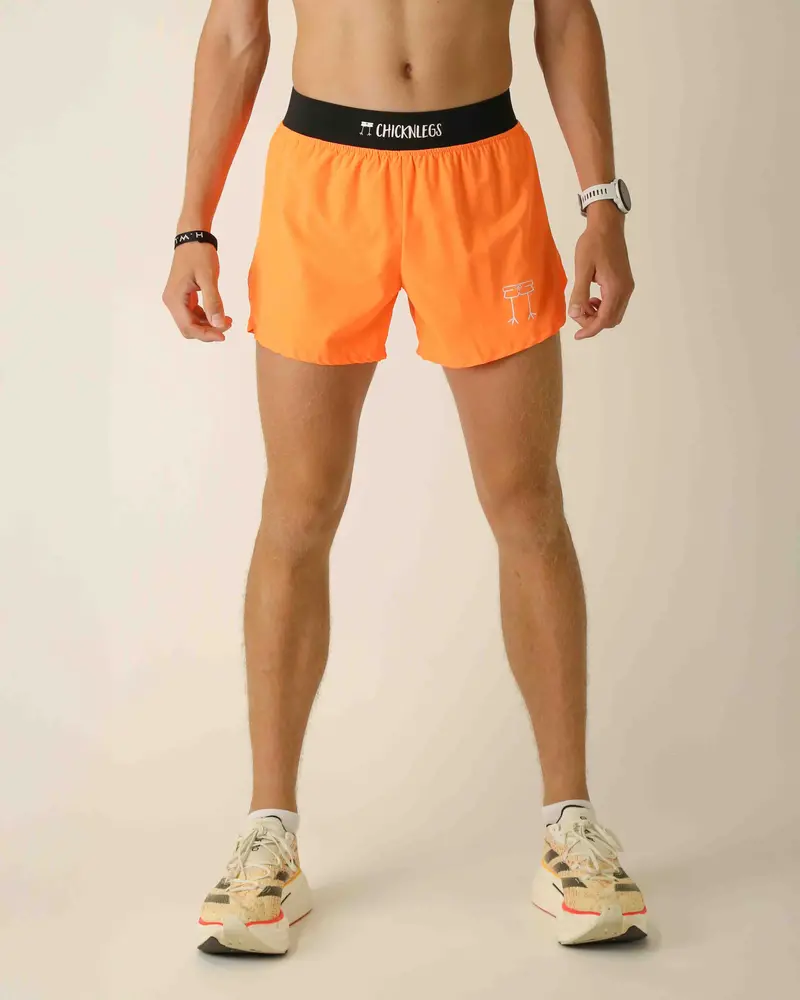 Men's Neon Orange 4" Half Split Shorts 1
