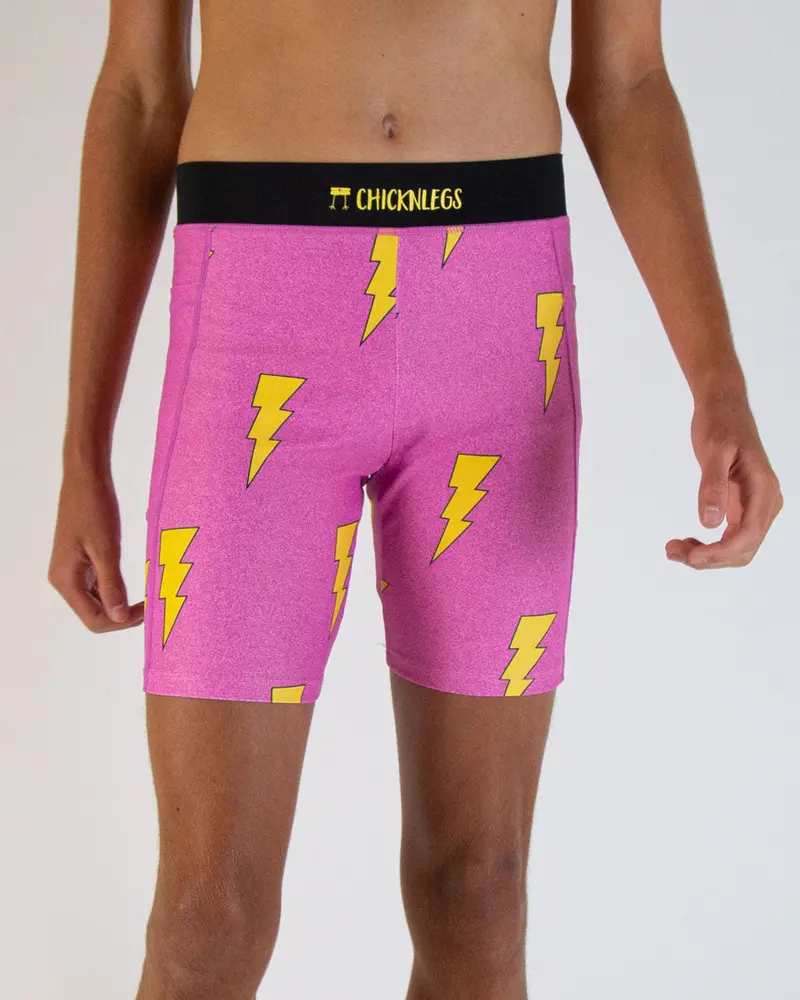 Men's Pink Bolts 8" Half Tights 1