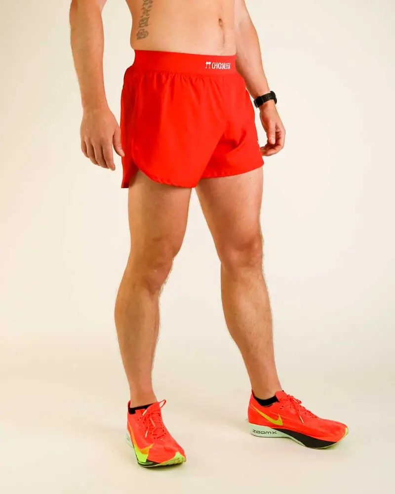 Men's Red 4" Half Split Shorts 1