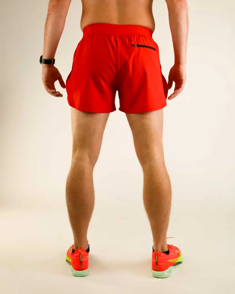 Men's Red 4" Half Split Shorts 3