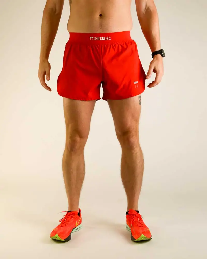 Men's Red 4" Half Split Shorts 4