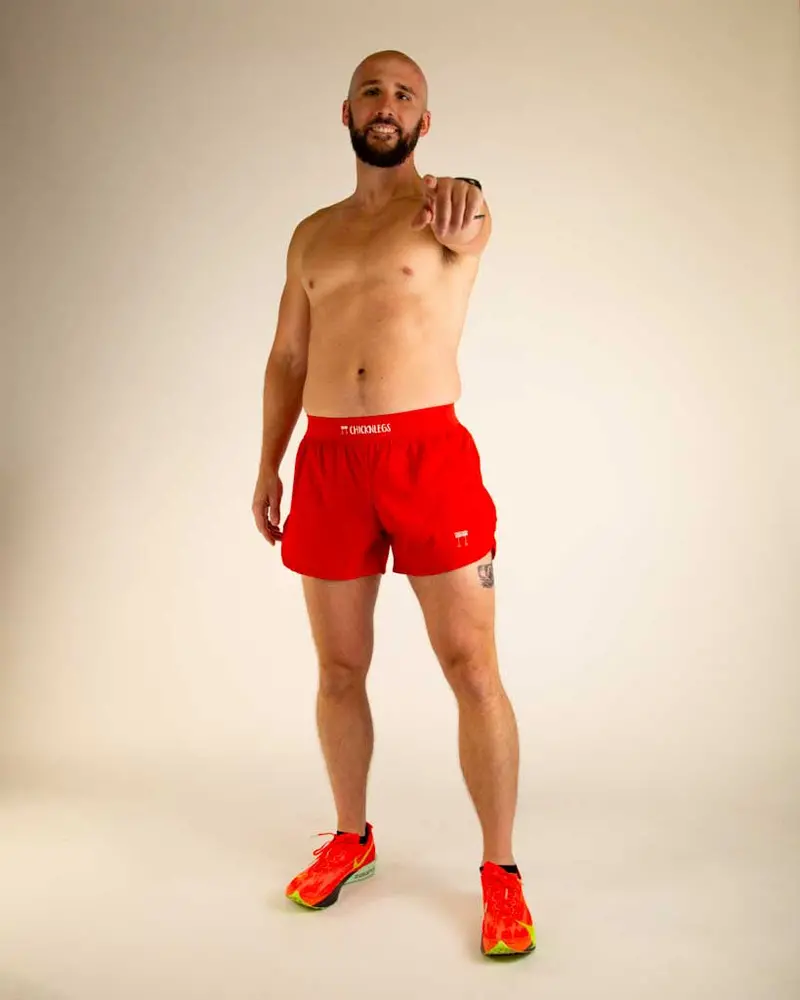 Men's Red 4" Half Split Shorts 5