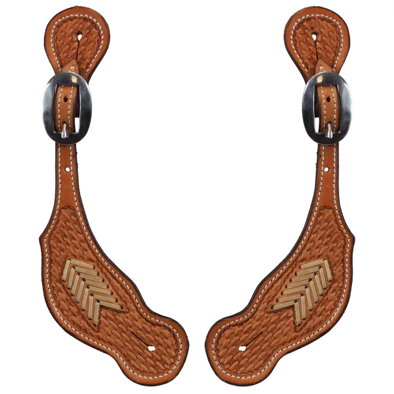 Men's Wide Basket Stamp With Rawhide Spur Strap 1