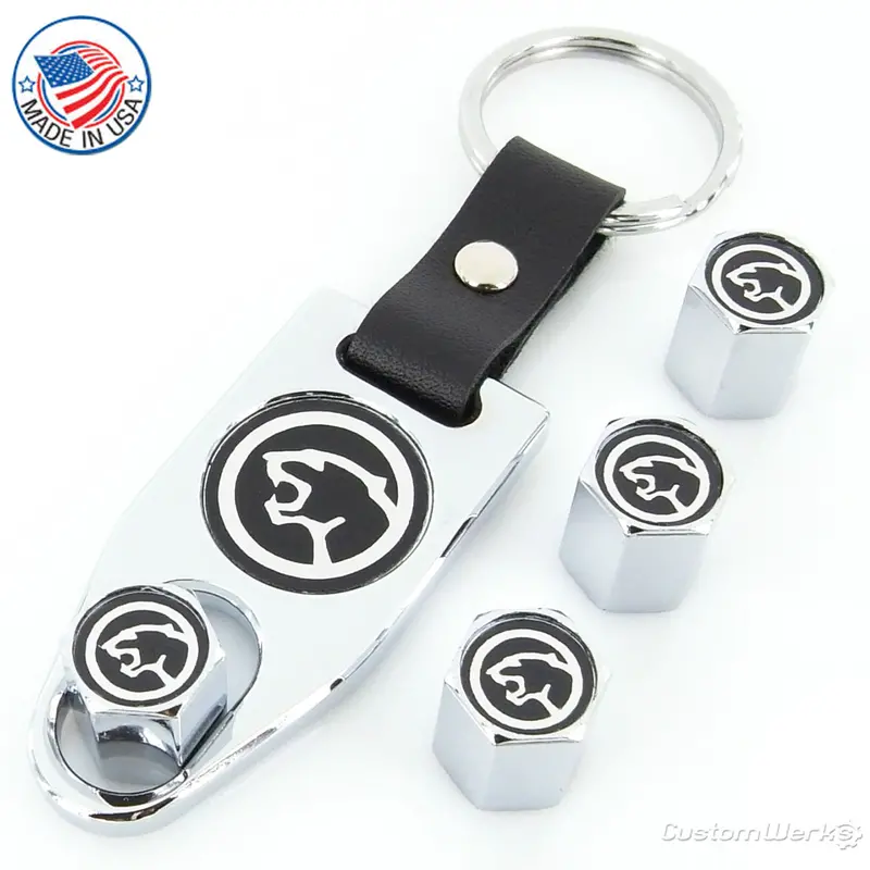 Mercury Cougar Logo Tire Valve Caps Wrench Gift Set (Black On Chrome) 1