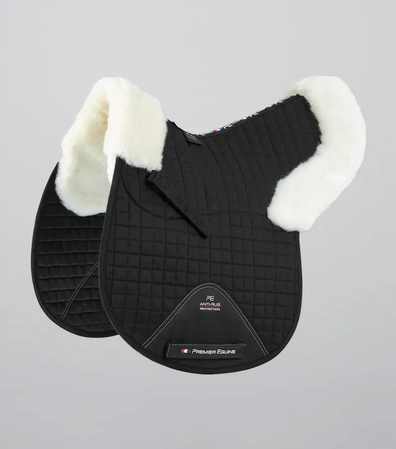 Merino Wool Saddle Pad - Gp/Jump Numnah Black/Natural Wool 1