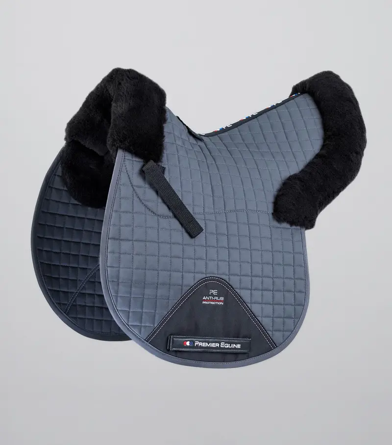 Merino Wool Saddle Pad - Gp/Jump Numnah Grey/Black Wool 1