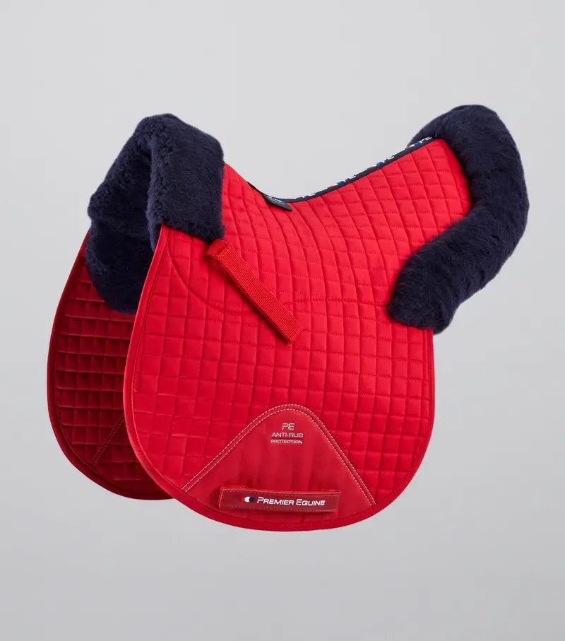 Merino Wool Saddle Pad - Gp/Jump Numnah Red/Navy Wool 1
