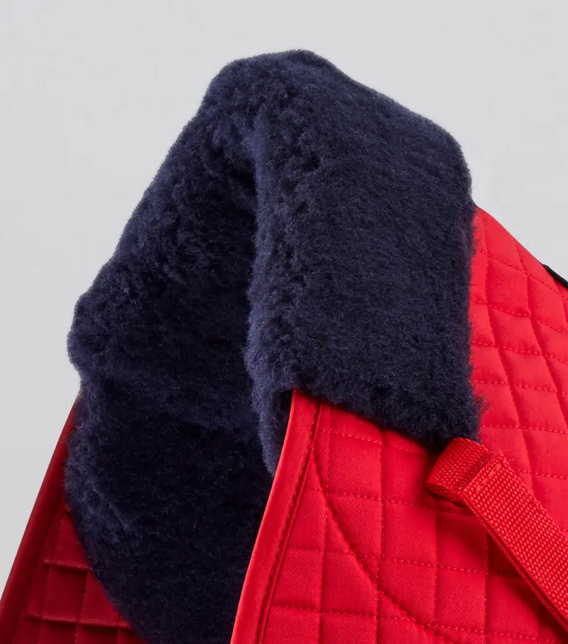 Merino Wool Saddle Pad - Gp/Jump Numnah Red/Navy Wool 2
